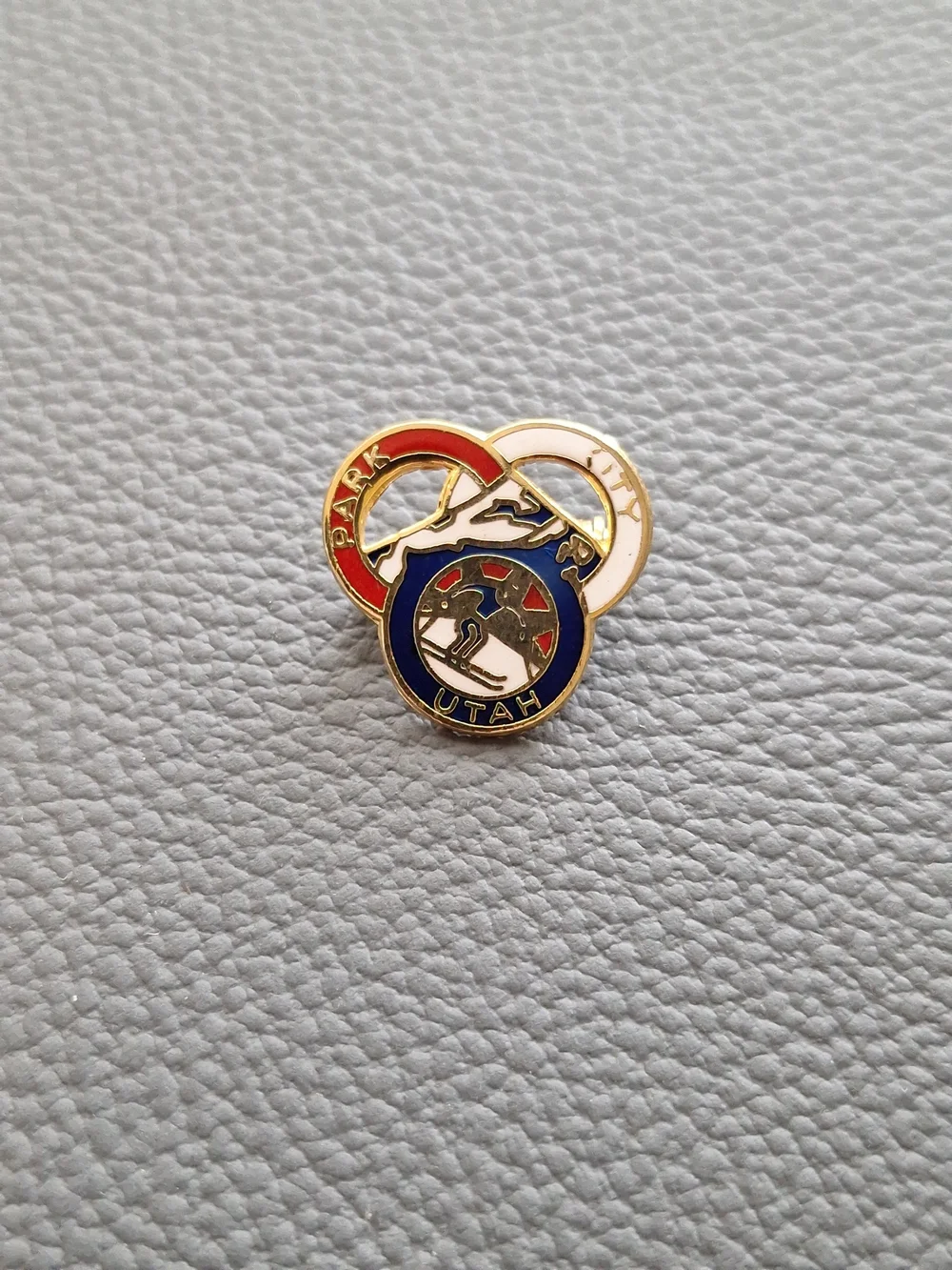 Vintage Park City Enamel Brooch in Red, White & Blue